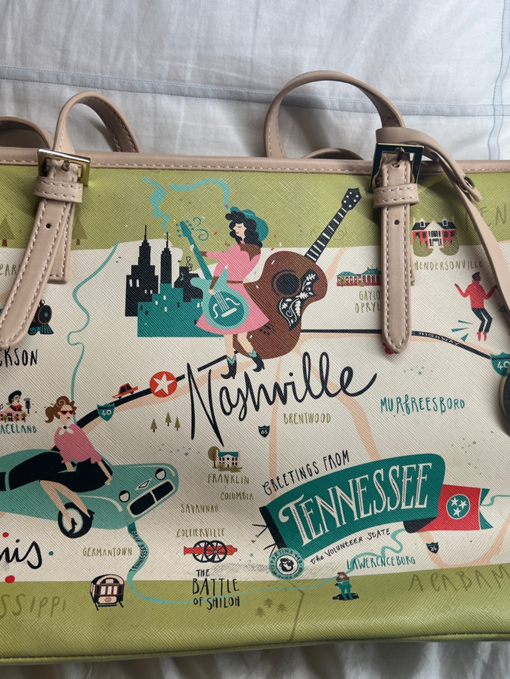 USED ONLY ONCE! LIKE NEW! Spartina 449 Tennessee Top Zipper Small Tote